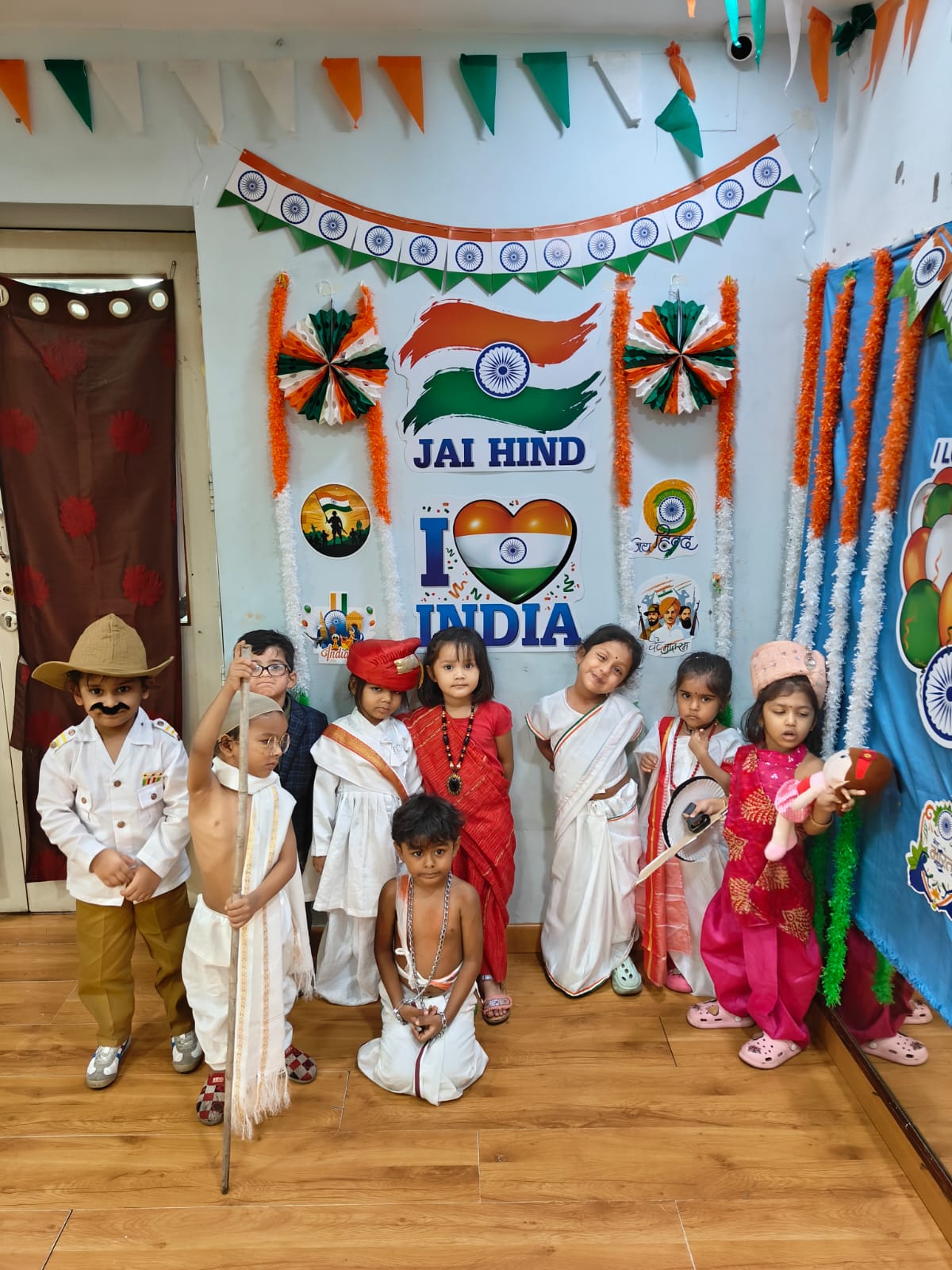 Children dressed as freedom fighters for Independence Day